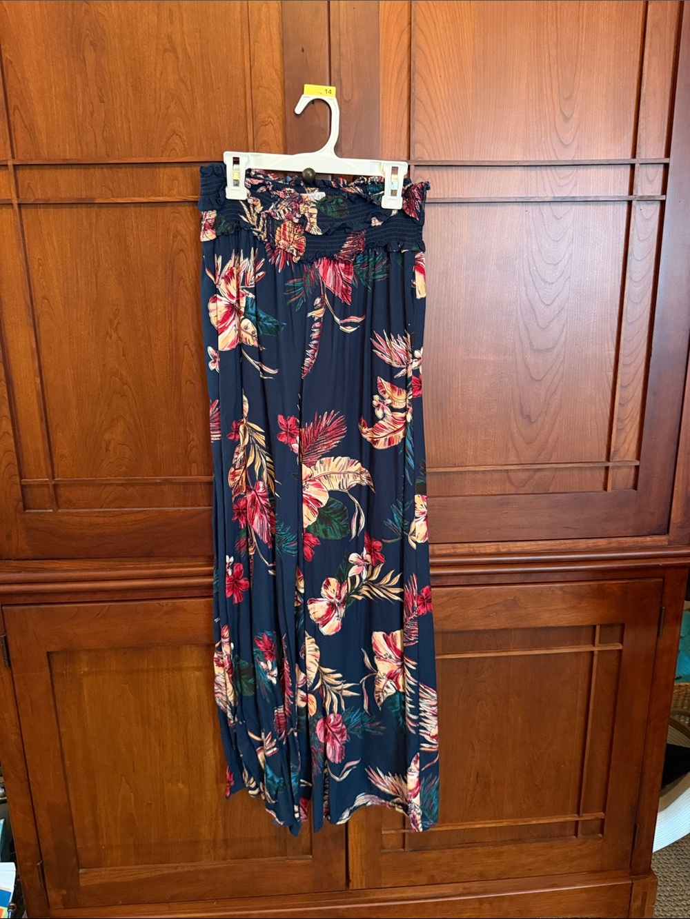 Patrons of Peace Navy Floral Maxi Skirt with Red and Cream Blooms